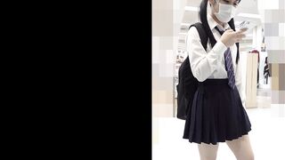 【顔アリ】パイパン美少女スク水試着中の無防備な姿じっくり盗撮♡ jvip