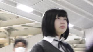 【電車痴漢】顔出し制服JK★またもJC？あるいはJK1! ★文系色白美少女★ジュニア用綿パンツから大量のお漏らし voyeur jp 160526
